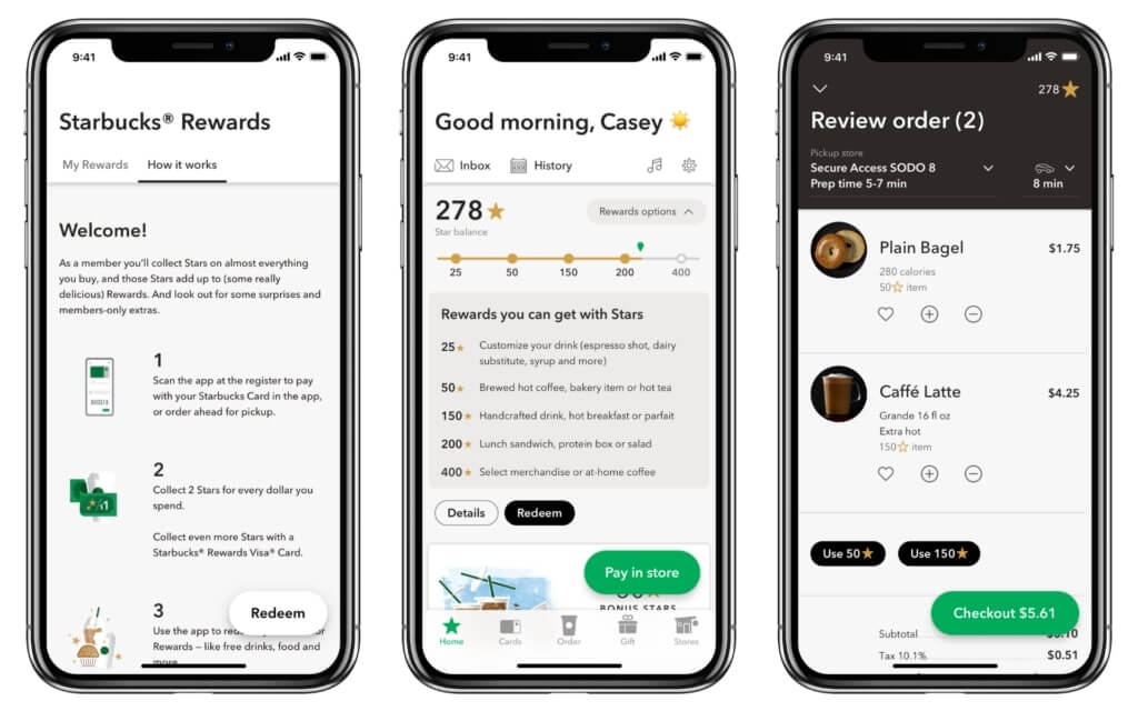 An example of integrated features in loyalty program app